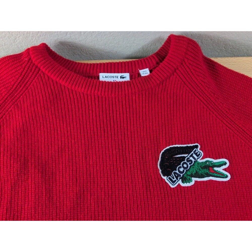Lacoste Classic Fit Wool Crew Neck Sweater Size 4XL FR9 Red